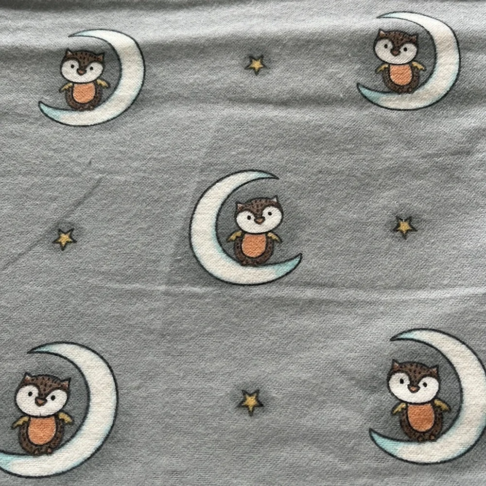 Gray owl baby flannel receiving blanket - Picture 2 of 8